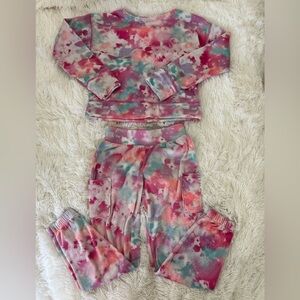 SO Girls Tie Dye Pink Purple Fleece Sweatshirt Jogger Pants Set Size: 7